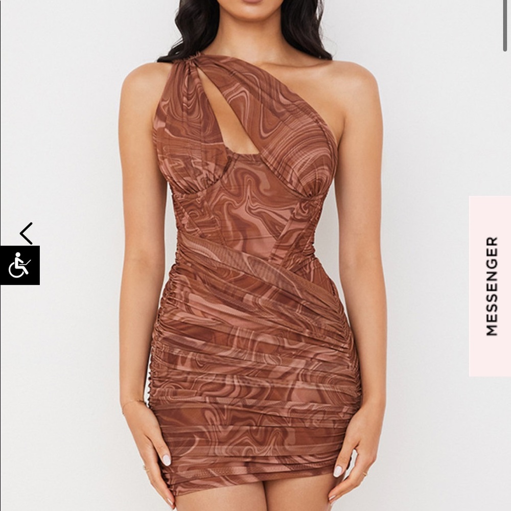 House of CB Clementine Swirl Print Cut Out Mini Dress